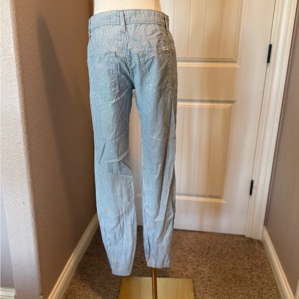 Joe's Jeans Weekender Slim Fit Blue and White Striped Pants - Picture 3 of 6